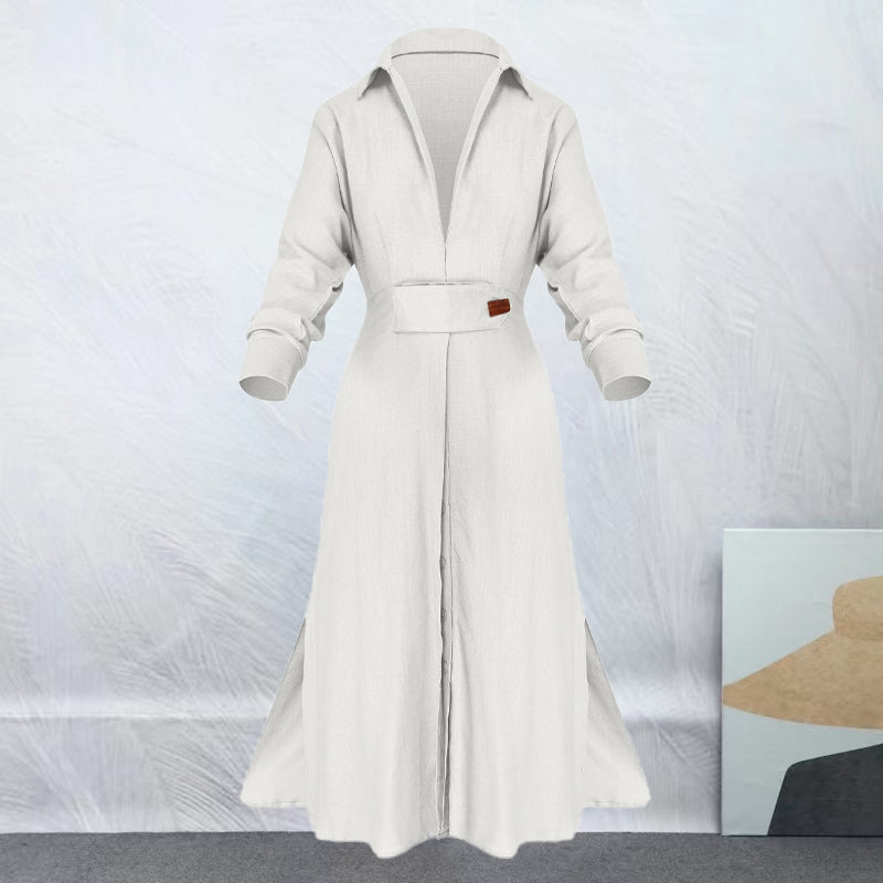 Kim™ | V-neck Long Sleeve Lapel Dress