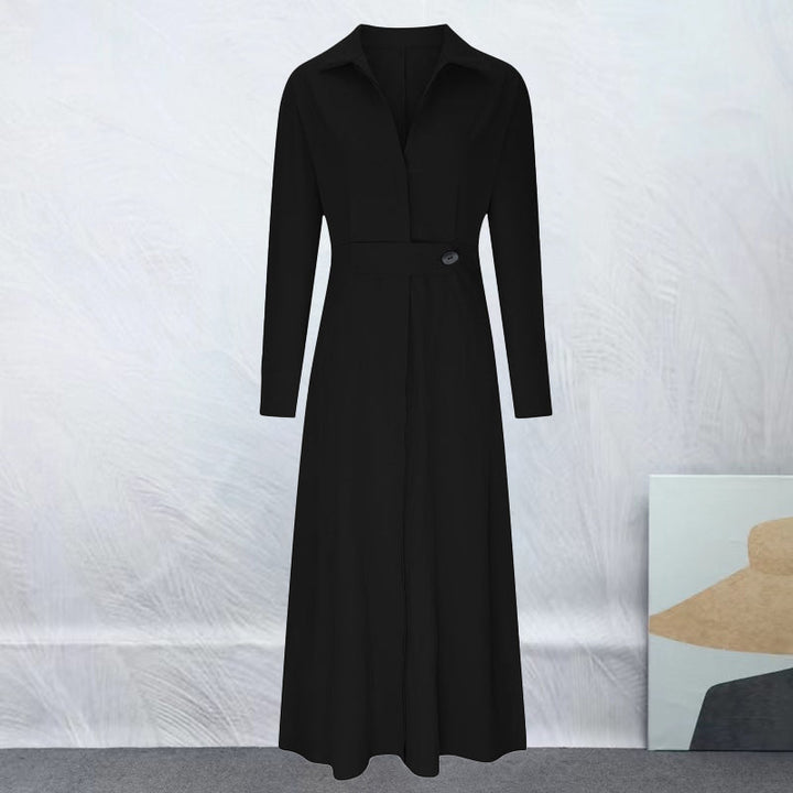 Kim™ | V-neck Long Sleeve Lapel Dress