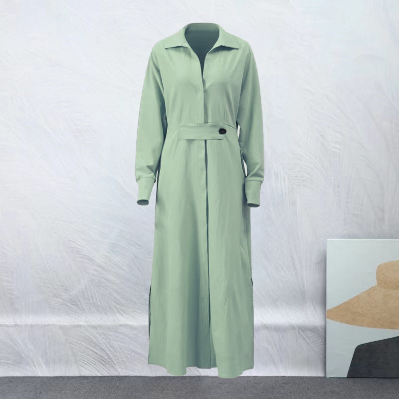 Kim™ | V-neck Long Sleeve Lapel Dress