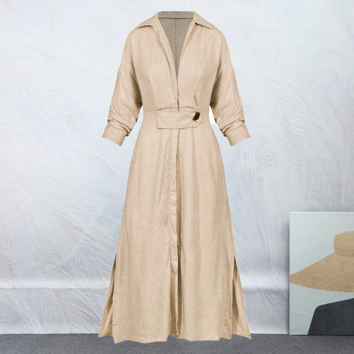 Kim™ | V-neck Long Sleeve Lapel Dress