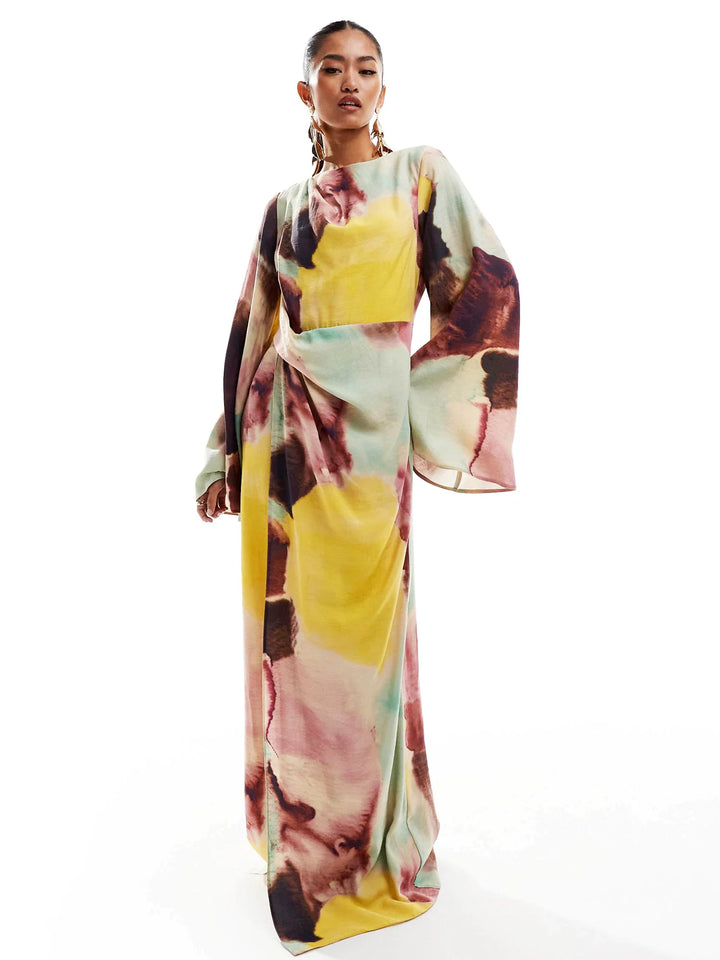 Isla™ | Abstract Watercolor Print Ultra-Long Dress