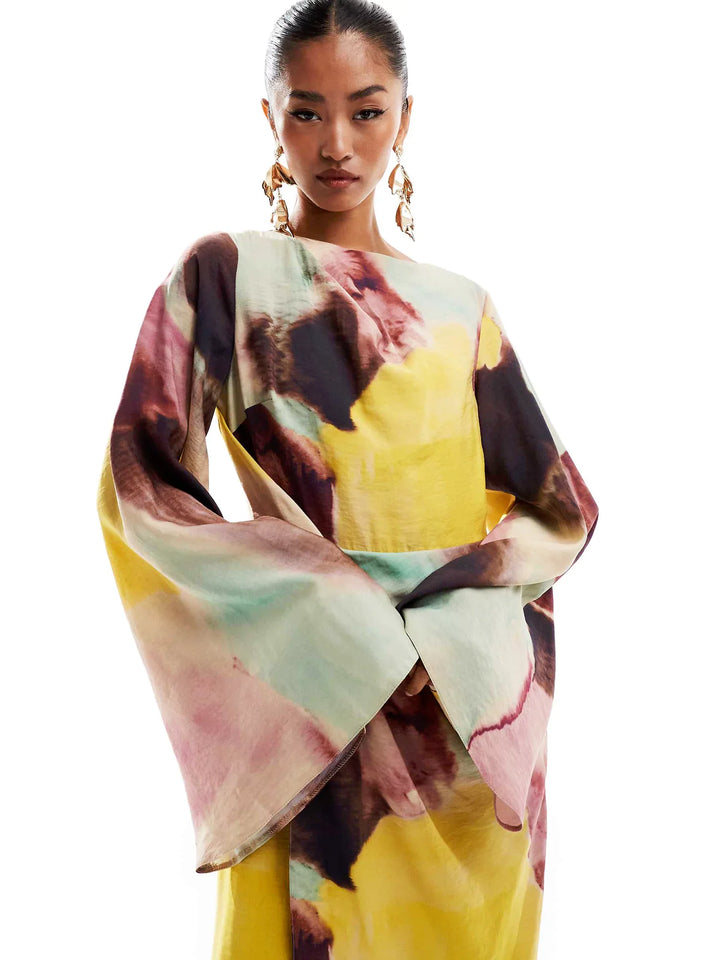 Isla™ | Abstract Watercolor Print Ultra-Long Dress