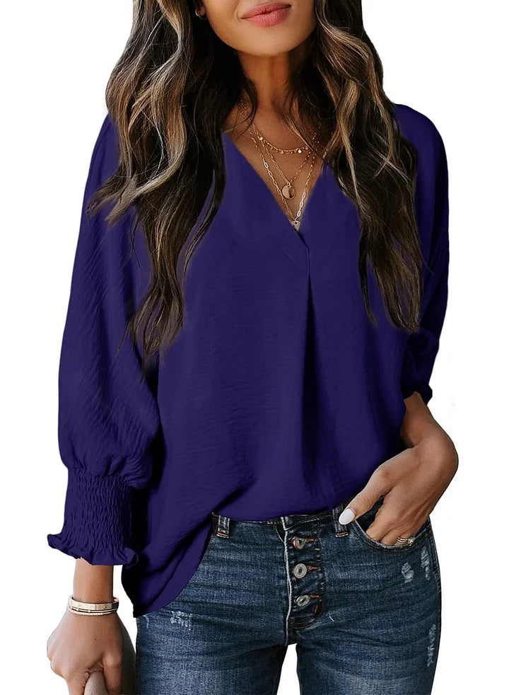 Tina™ | Women's Casual 3/4 Sleeve V Neck Loose Fit Basic Tees