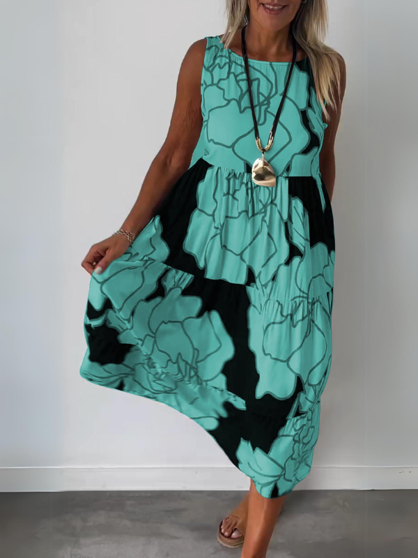 Christina™ | Printed Sleeveless Lace-up Dress