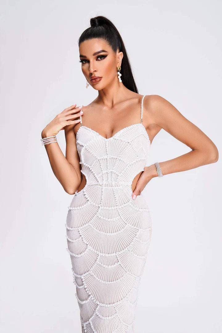 Pearl™ | Pearl Sequin Embellished Sexy Backless Cutout Strap Dress