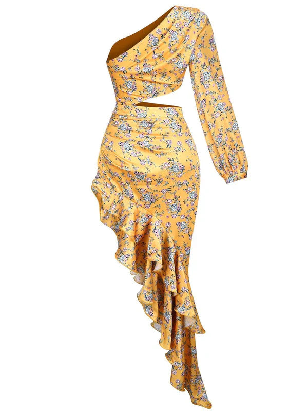 Catriona™ | One Shoulder Floral Maxi Dress