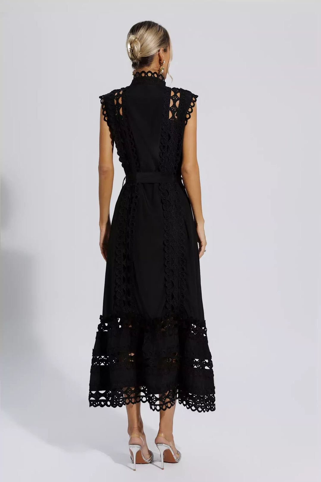 Iris™ | Black Sleeveless Hollow Maxi Dress