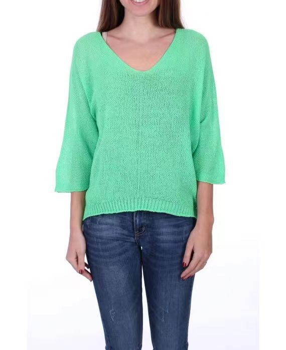 Samantha™ | Batwing Sleeve Solid Color V-Neck Knit Top