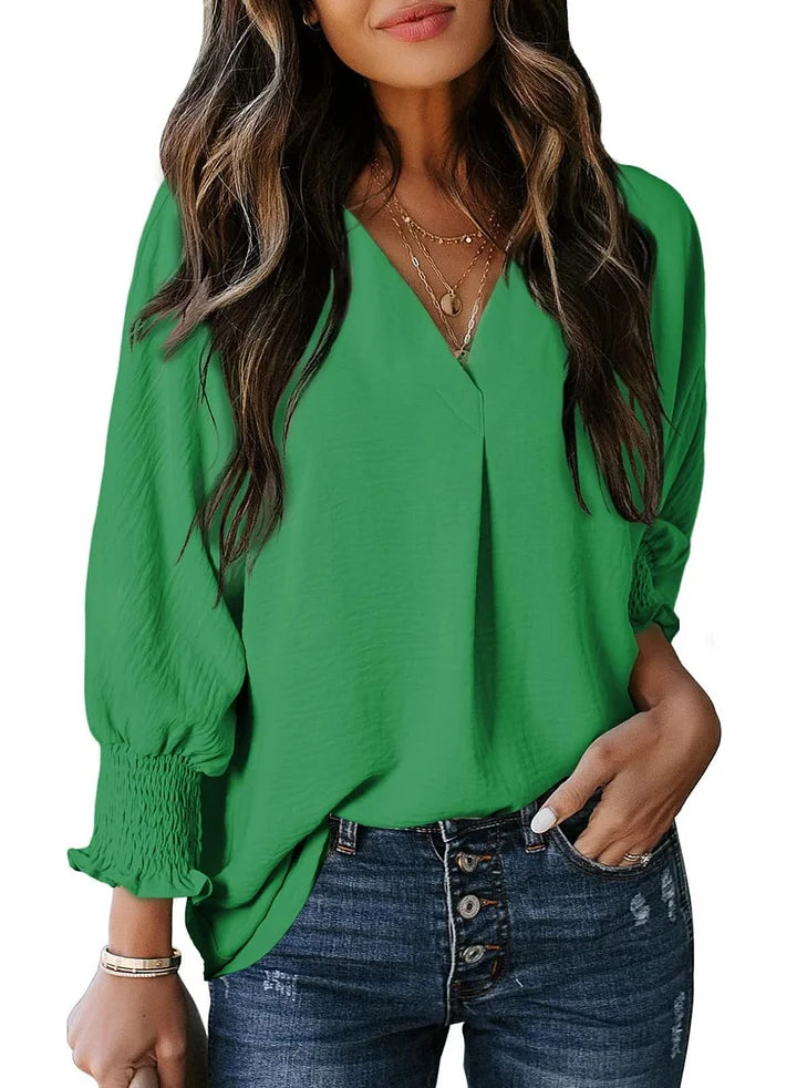 Tina™ | Women's Casual 3/4 Sleeve V Neck Loose Fit Basic Tees