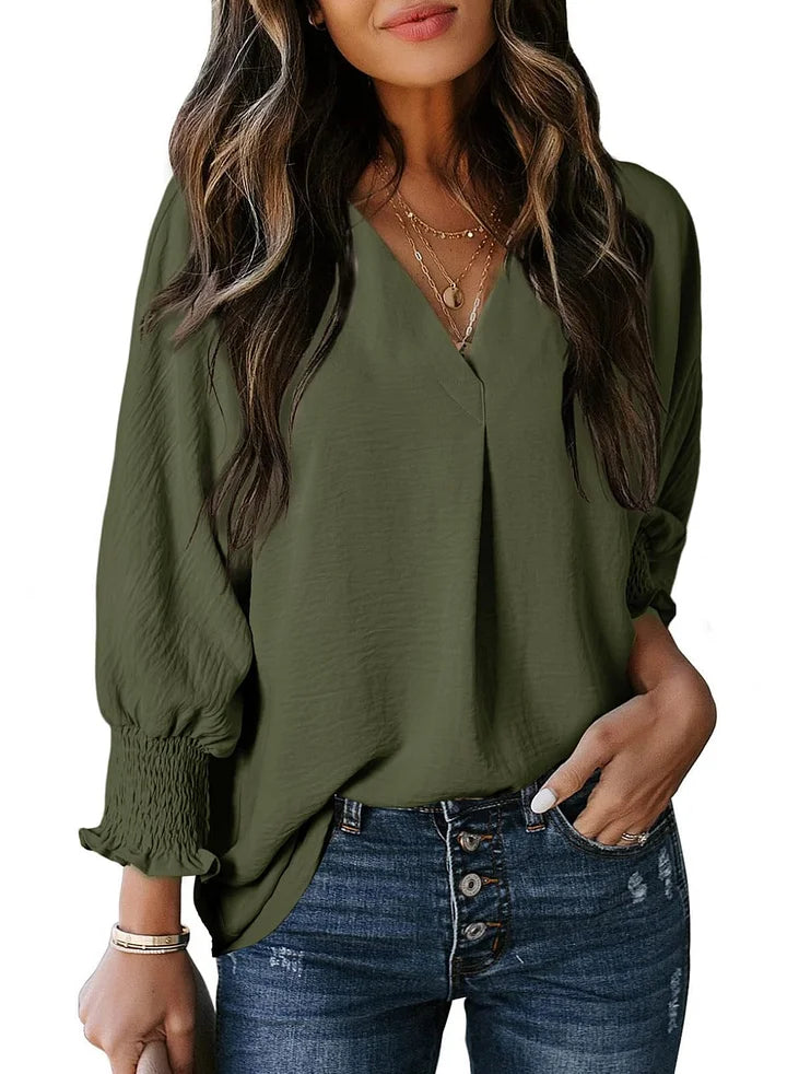 Tina™ | Women's Casual 3/4 Sleeve V Neck Loose Fit Basic Tees