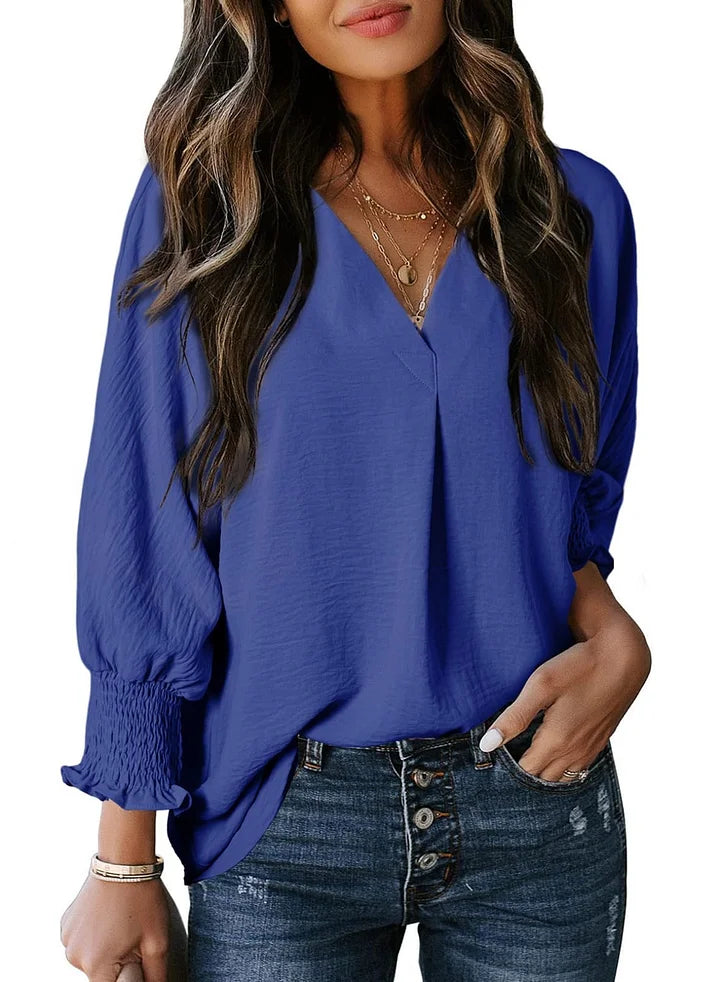 Tina™ | Women's Casual 3/4 Sleeve V Neck Loose Fit Basic Tees