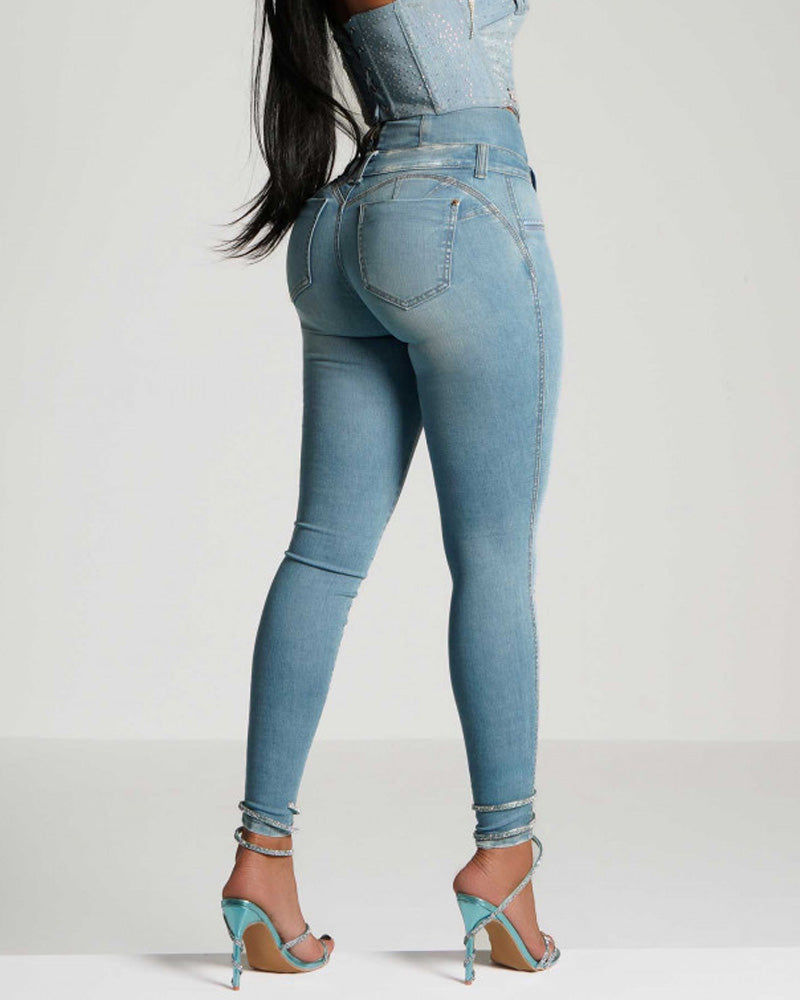 YARA™  | High-Waisted Back-Zip Skinny Jeans