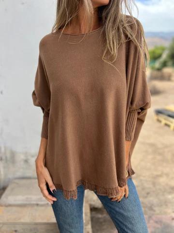 Sally™ | Casual Cotton Crew Neck Sweater with Midi Sleeves