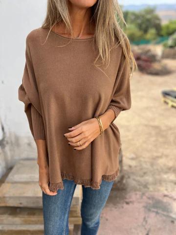 Sally™ | Casual Cotton Crew Neck Sweater with Midi Sleeves