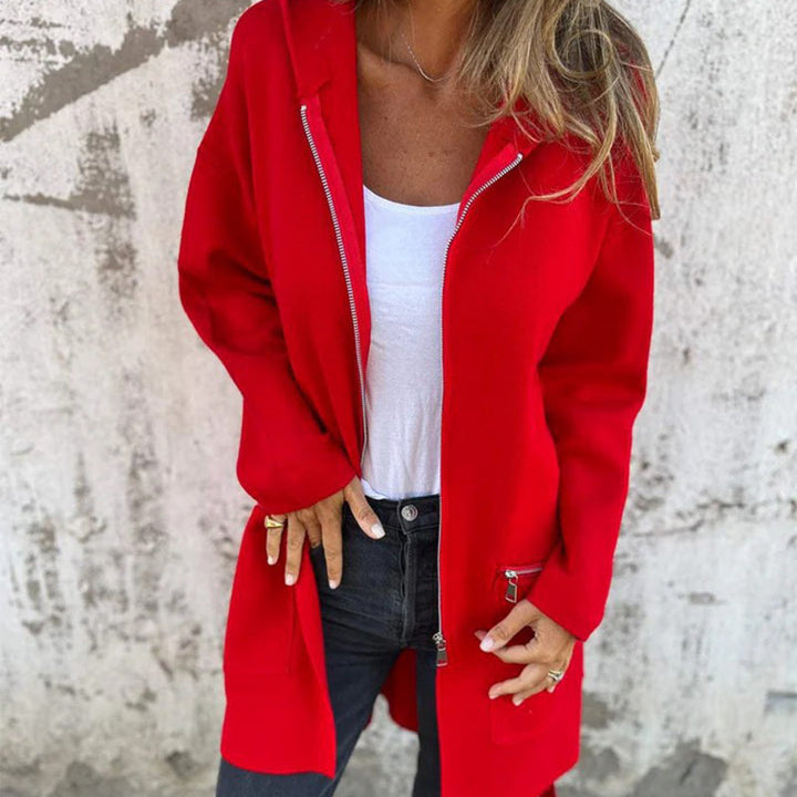 Lorena™  | Solid Color Casual Zipper Hooded Jacket Coat